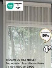 Vente Flash : Rideau DEKO TEX Standard en Polyester avec Tête Coulissée - 1 x 190 x H300 cm - 59% de Réduction - 4€ seulement!
