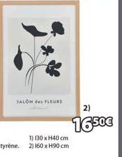 SALON des FLEURS  1) 130 x H40 cm  2) 160 x H90 cm  2)  16.50€ 