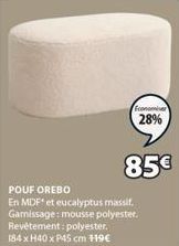 Orebo: Canapé MDF et Eucalyptus massif - 28% de réduction - Garnissage Mousse Polyester - 184xH40xP45 cm à 85€