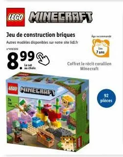 lego minecraft : jeu de construction briques pour 7 ans ! découvrez le récit corallien 92 pièces sur lidl.fr 1416339 ! 89 leset !