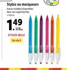 nouveau : set de 6 stylos-bille à 7.49€ - plus de modèles disponibles chez vos supermarchés!