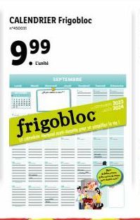 Offre promo: Frigobloc 450011 Septembre 2023-2024, Calendrier Intuitif!