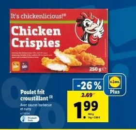 chickenlicious! frappez fort avec lidl: poulet frit croustillant au curry et barbecue - 214g - -26% - 2,69€