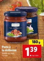 Offre Incroyable : Pesto à la Sicilienne d'AMO Scilingo, 800g à 7.72€, 180g à 1.39€ !