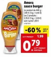 burger et sauce amora - 60% de réduction - 2 produits pour 2,78€!