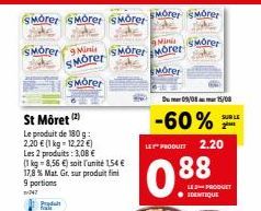 Smörer Smorer 2 pour 3,08€ - Mat. Gr. 17,8% sur produit fini de 180 g à 2,20€/kg.