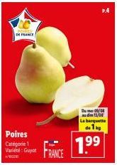 Dégustez la saveur des poires Guyot de France! Promo: 1 kg à 1.999€. Audim 13/08.