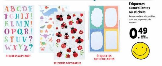 Étiquettes Autocollantes Alphabet: Promo 4+ Modèles Disponibles! Étiquettes Autocollantes et Supermarchés Décoratifs!