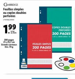 Feuilles Simples/Copies Doubles: Lot au Choix 200 Pages aux Grands Carreaux Perforées.