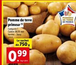 Jazzy: Des Pommes de Terre Primeur Cat.1 Cal 28/35mm - 750g seulement 0.99€/kg - 100% Fraîches & Françaises!