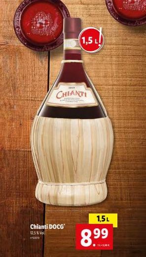 Chianti DOCG  12.5% Vo 3019  7019  CHIANTI  1,5 L  1,5L  8.⁹9  TL-EBE 