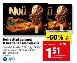 affaire à ne pas manquer ! nuii salted caramel & australian macadamia à 2,65€