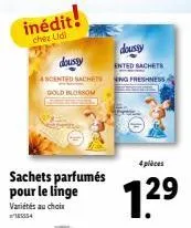 sachets parfumés 4 pièces doussy 185554, freshness gold blossom - 29 € - promotion inédite chez lidi!