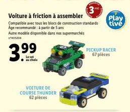 Voiture à friction Play Compatible : Construction, 5 ans et +, Modèle 405304, 3.9L.