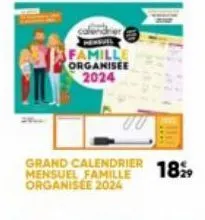 famille organisee 2024  grand calendrier mensuel famille organisee 2024  1829 