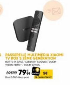 Xiaomi TV Box S 2e Gén.: Bok TV 4K UHD + Google Assistant + Dolby Atmos à 89,99€ + 5€ offerts sur DECANOTTAGE !