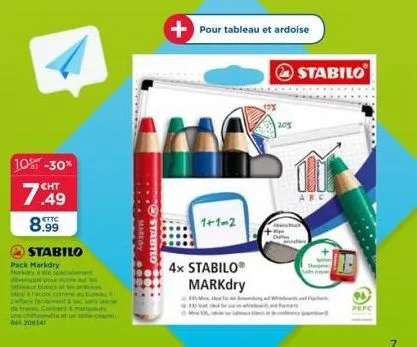 profitez du pack stabilo markdry et écrivez facilement et sans traces ! -10% à -30% sur 8.99 et 7.49.