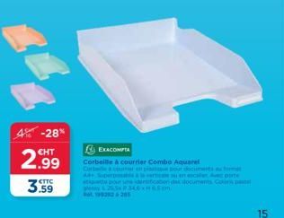 Affaire Incroyable : Super Lo Ver - Corbeille à Courrier en Promo -28% + 4% avec EXACOMPTA, Cibele, A+, Colins Paste et Aquarel.