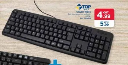 promo : clavier filaire top office r15046 cht à 5.99€ avec eco participation incluse 0,10€