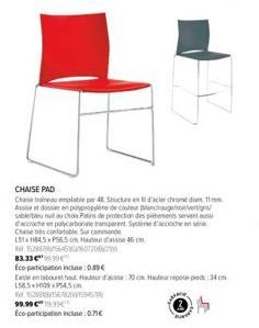 CHANETINU ÉPLABLE: Chaise Pad Per 48 Structure d'Acier Chromé - Assise/Dossier Polypropylène & Patins de Protection!