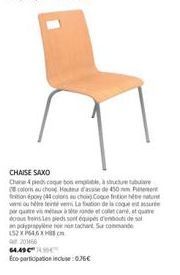 Chaise Saxo: La Chaise Parfaite avec 4 Pieds, 44 Couleurs et 450 mm de Hauteur d'Assise!