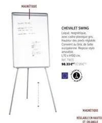 chaise swing magnetique repousty - réglable en hauteur et angle - avec cadre plastique gris - h lidh 100 cm - réduction 7805-9.3 - warn a !