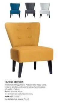 fauteuil brighton en polyester - pieds en hêtre massif, 15x4 - hauteur 41 5. - 145.836, eco-participation incluse : 144€ - sur commande.