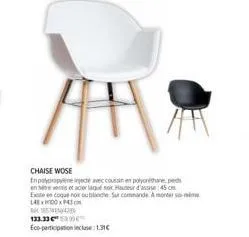 chaise wose ecoque - noire ou blanche - coussin polyuréthane - hauteur 45 cm - 1543 me - eco-par.