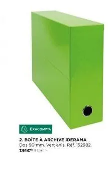 boîte à archive iderama - réf 152982 - 90 mm, vert anis - promo 7.91€ 9.49€ | exacompta