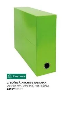 organisez vos documents avec la boîte à archive iderama : dos 90 mm, vert anis, réf. 152982, prix 7.91€ - 9.49€