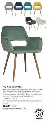 fauteuil cromwell | polyester | coloris gris & acier | promotion: économisez 124500 € | dimensions 155x78x4 cm | coloris: beige, gris, bleu foncé, turquoise, jaune, vert et noir.