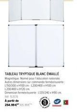 Tableau Tryptique Blanc Emaille Nomé - L150/100cm, L200/400x120cm, Fermet 120/240cm, à Partir de 254.99€