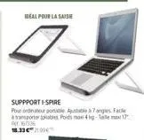suppport i-spire - portable ajustable 7 angles avec 4 kg max. - 18.33€99!