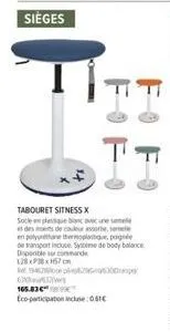 tabouret sitness x: 6 sièges 128x38x57cm - disponible sur commande avec systeme body balance!