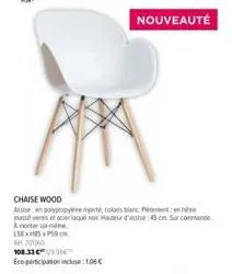 chaise wood - lsex hs xps 201360 - 108,33€ - assise en polypropylène, noyer massif et acier noir