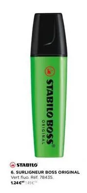 profitez de l'offre promo : stabilo boss original 6 - surligneur verd fluorescent - réf. 78435 à seulement 1,24 € !