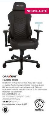 TK900: Nouveau Fauteuil Réglable Apple Sonobare avec Mecanisme Multifonction, Patent et Roues 75mm - 150H/04P55cm - Disponible Sur Commande!