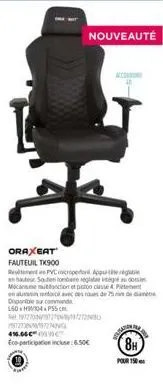 tk900: nouveau fauteuil réglable apple sonobare avec mecanisme multifonction, patent et roues 75mm - 150h/04p55cm - disponible sur commande!