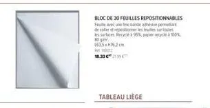 tableau liège recyclé avec des feuilles réutilisables à 95%, 100% recyclé - 163,5 x 76,2 cm. bloc de 30 feuilles !