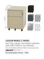 caisse mobile 2 tiroirs avec plumier et dossier, ps41cm, ret 128233048x25/26/27, 238.33€ - 599 eco-part. incl.