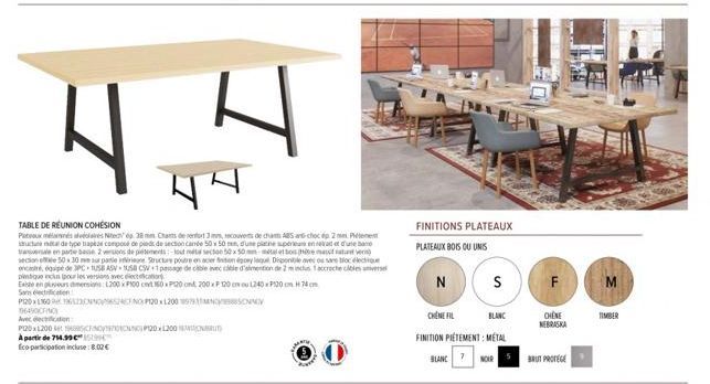 TABLE DE RÉUNION COHÉSION - Polaires Nitec 38 mm - 3 Couvercles - 714.99€ - Eco-participation Incluse