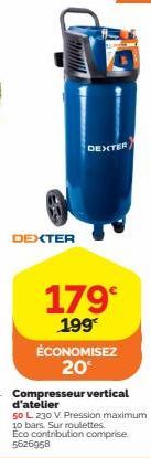 Compresseur d'Atelier 50L - Économisez 20€ - DEXTER 179€ 199€