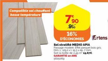 Sol Stratifié MEDIO APIA - 19% D'ÉCONOMIES - Passage Modéré - Effet Bois Gris - 2.49 m².