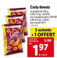 Régalez-vous avec le LOT 2+1 OFFERT Curly Donuts - 270 g à 1,97 €!