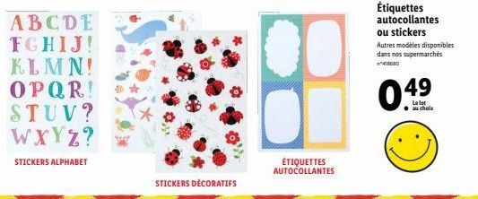 Collection Stickers Alphabet: Promotion Autocollantes & Décoratifs! Étiquettes, Stickers & Plus Disponibles dans nos Supermarchés.