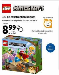 LEGO MINECRAFT : Coffret corallien Minecraft - 92 pièces - 7 ans - 89 € - À découvrir sur lidl.fr !