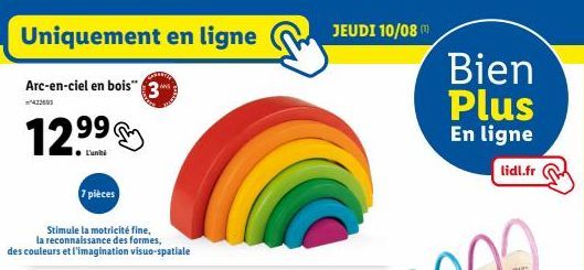 Jeudi 10/08 : Stimulez la Motricité et l'Imagination avec le 'Bien Plu Arc-en-ciel en bois 3' - 7 pièces, 422603, à Prix Réduit !