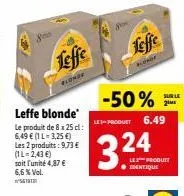 promo -50%: leffe blonde et leffe konop pour seulement 3,24€ ! (1l-2,43€)