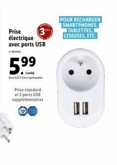 Prise Électrique avec Ports USB 2 TUV | 59.9€ | Déchargez Vos Appareils en Toute Sécurité!