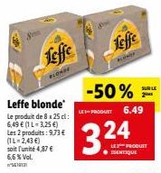 50% de Réduction sur Leffe Blonde, 8x25cl à 6,49€ le Litre